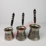 İşlemeli Bakır Cezve 3'lü takım