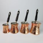 İşlemeli Bakır Cezve 4'lü takım