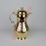 Kapaklı İşlemeli Sarı Kaplama Bakır Sürahi