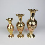 Hindistan İşleme Pirinç Döküm Vazo 3'lü Takım