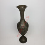 Büyük Ağır İşlemeli Dar Boyun Bakır Vazo