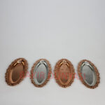 Kenarı Baskı Çiçek İşlemeli Bakır Küçük Tepsi