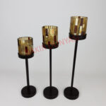 Kesik Cam Uzun Mumluk - 3'lü takım