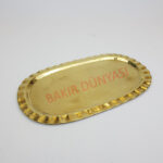 Kenarı Dalgalı Oval Pirinç Tepsi - 1