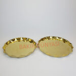 Kenarı Dalgalı Yuvarlak Pirinç Tepsi - 1