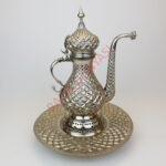 Kakma İşlemeli Beyaz Bakır Lengerli İbrik - 2