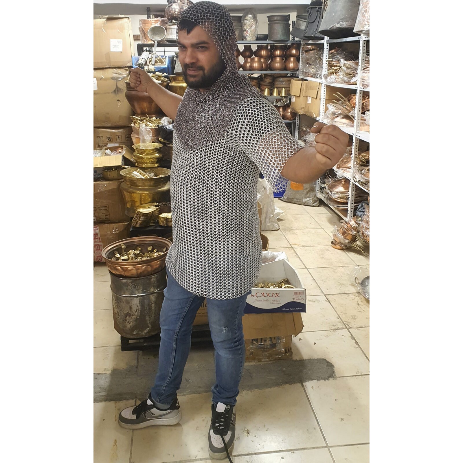 Antika Ortaçağ Alüminyum Halka Örgü Zincir Savaşçı Zırh_1_1 Antika Ortaçağ Alüminyum Halka Örgü Zincir Savaşçı Zırh - Görsel 1